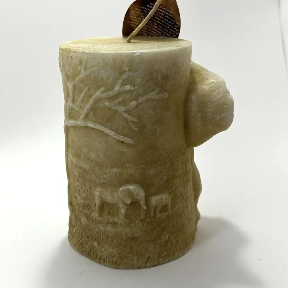 Animal Spirits Hand Carved Elephant Pillar Candle • New w/ Tag • Retro Y2K Decor